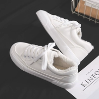 Mùa đông cộng với giày nhung cotton Giày trắng Giày đế xuồng Hàn Quốc giày thể thao nam adidas