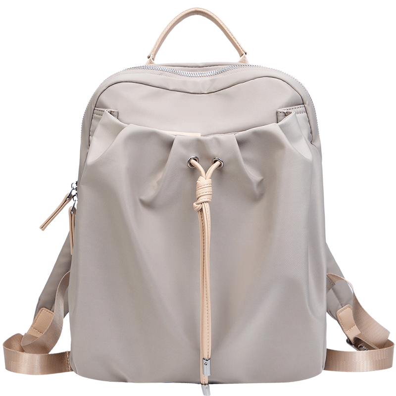 
Backpack for women's light pink versatile new pleated simple large capacity Oxford fabric anti-theft backpack travel bag