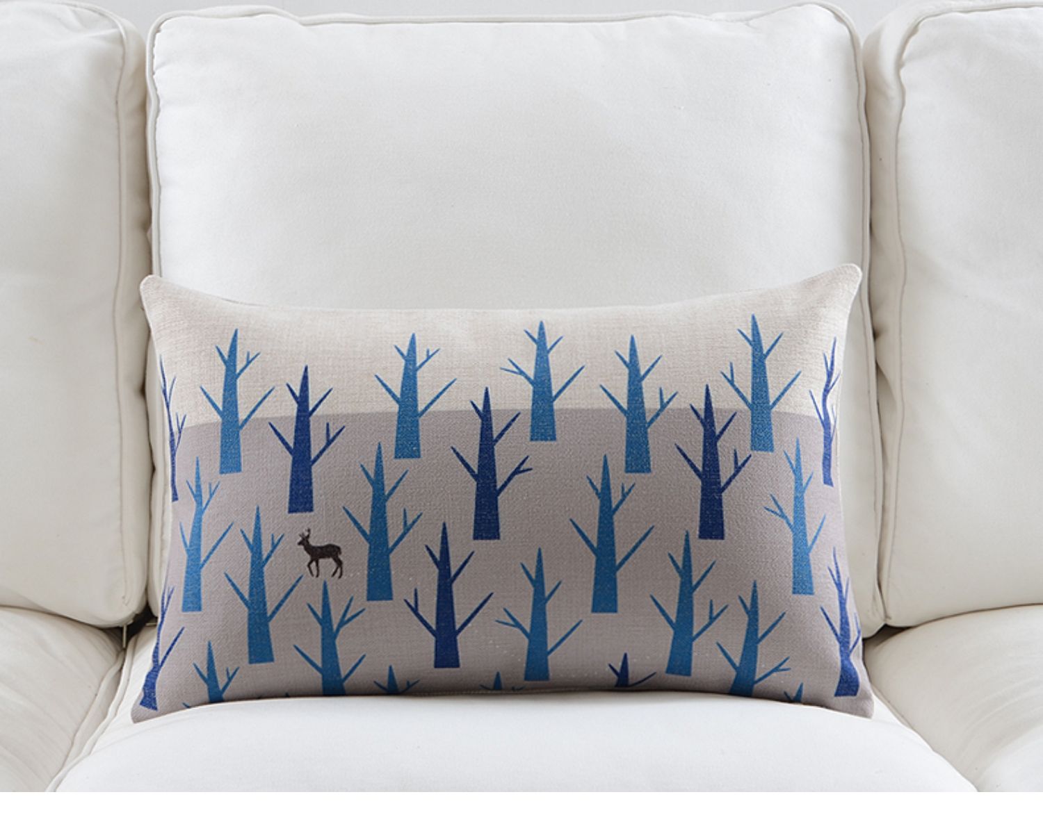 Gỗ với vòng hàng năm in bông Bắc Âu và vải lanh gối sofa đệm vải vườn văn phòng gối thắt lưng không có lõi - Trở lại đệm / Bolsters gối ôm sofa