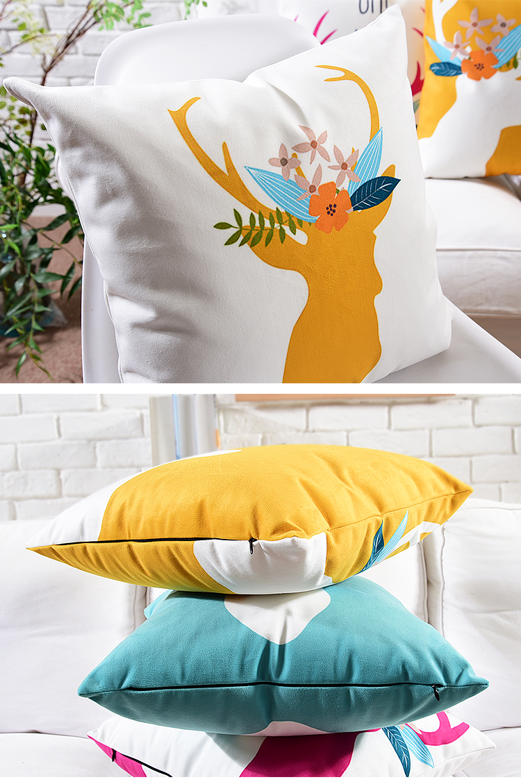 Gỗ vòng hoa ins Bắc Âu hươu nhung sang trọng đệm sofa vải gối xe thắt lưng gối - Trở lại đệm / Bolsters tựa lưng cao su non