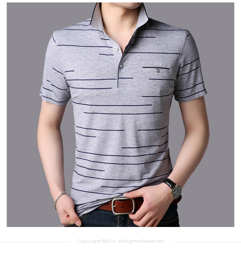 Hengyuanxiang lụa cotton ngắn tay T-Shirt nam trung niên mùa hè mới kinh doanh bình thường POLO áo ve áo daddy mỏng