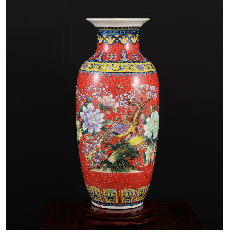 Jingdezhen ceramics powder enamel gets vase landed home sitting room TV ark, adornment is placed large arranging flowers