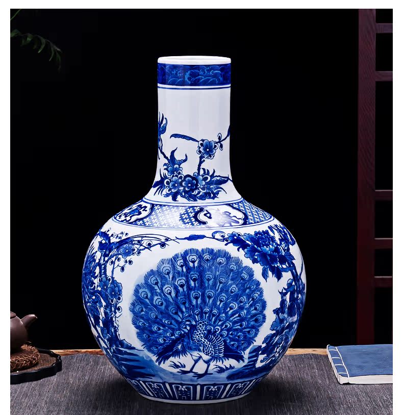 Jingdezhen ceramics large blue and white porcelain vase archaize floor big new Chinese style living room home furnishing articles