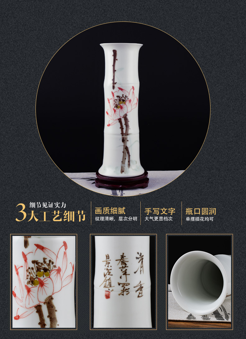 Aquatic culture lucky bamboo flower arranging machine hand draw blue and white porcelain vase furnishing articles of jingdezhen ceramics landing, a large living room