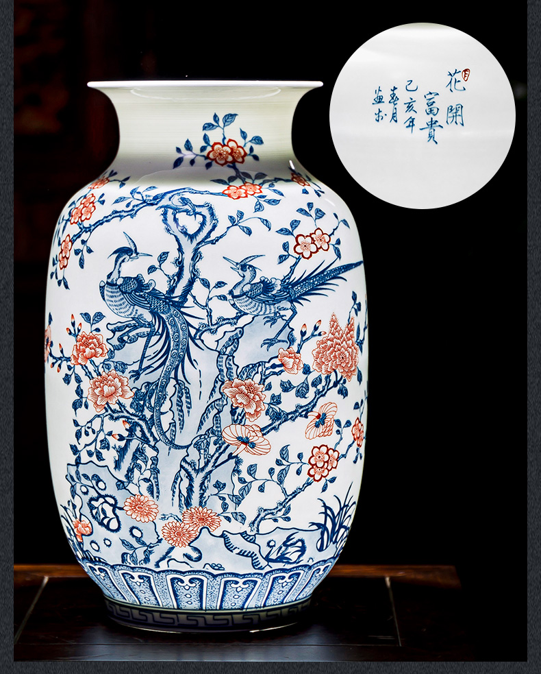 Blue and white porcelain of jingdezhen ceramics landscape painting of flowers and thin foetus vases, flower arrangement sitting room adornment of Chinese style household furnishing articles