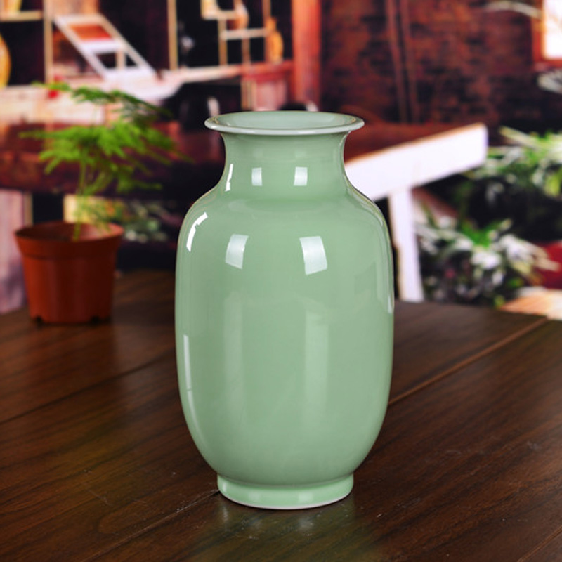 Jingdezhen ceramics shadow celadon ground small vase modern living room home decoration process simple furnishing articles