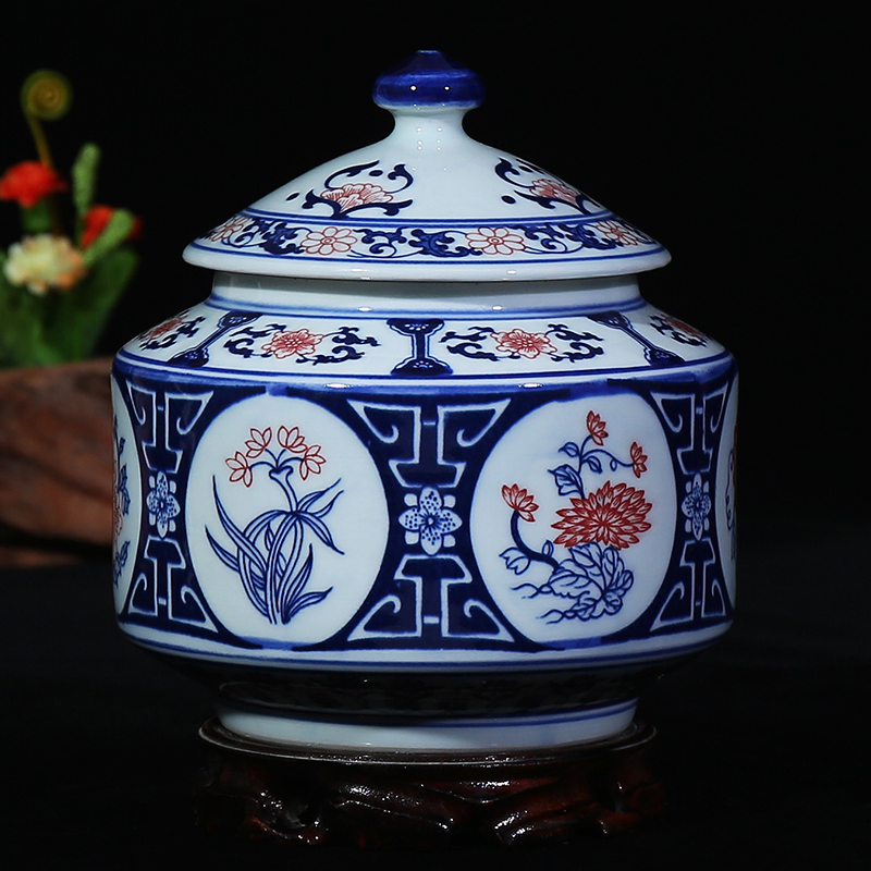 Jingdezhen ceramic youligong storage canister caddy fixings seal can candy as cans sitting room place, household act the role ofing is tasted