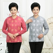 Trung niên và phụ nữ cũ cộng với phân bón XL cotton in cardigan đồ lót mùa thu quần áo lỏng cuộc đối đầu ấm áp mở tops