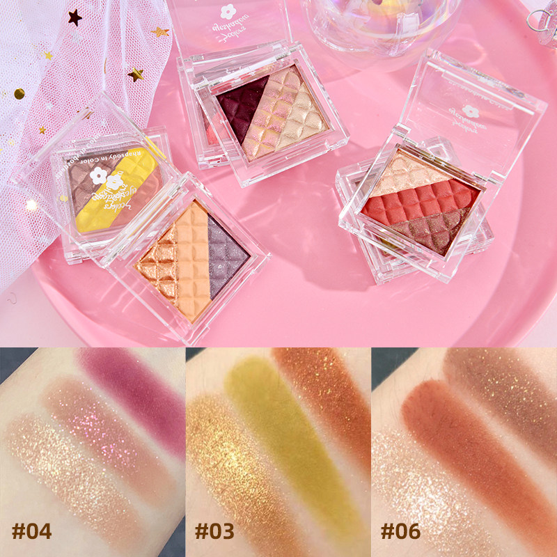 Judydoll Orange Blossom Chocolate Tri-color Parquet Eye Shadow Pearls Matte Earth Turmeric Smears Green Brown Orange New