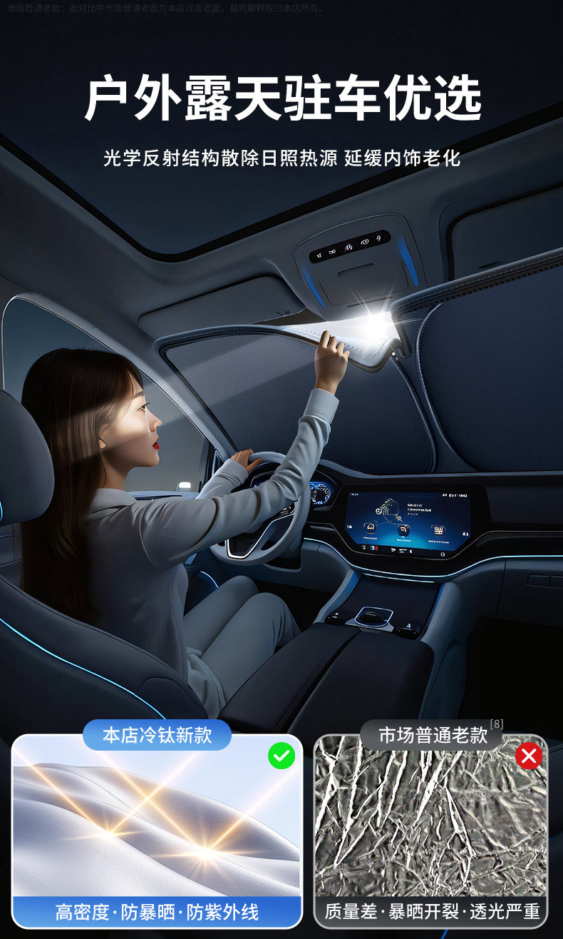 2026 New Model Car Sunshade Cover for Front Windshield, Sun Protection and Heat Insulation Sunshade Curtain, Special Car Sunshade Umbrella