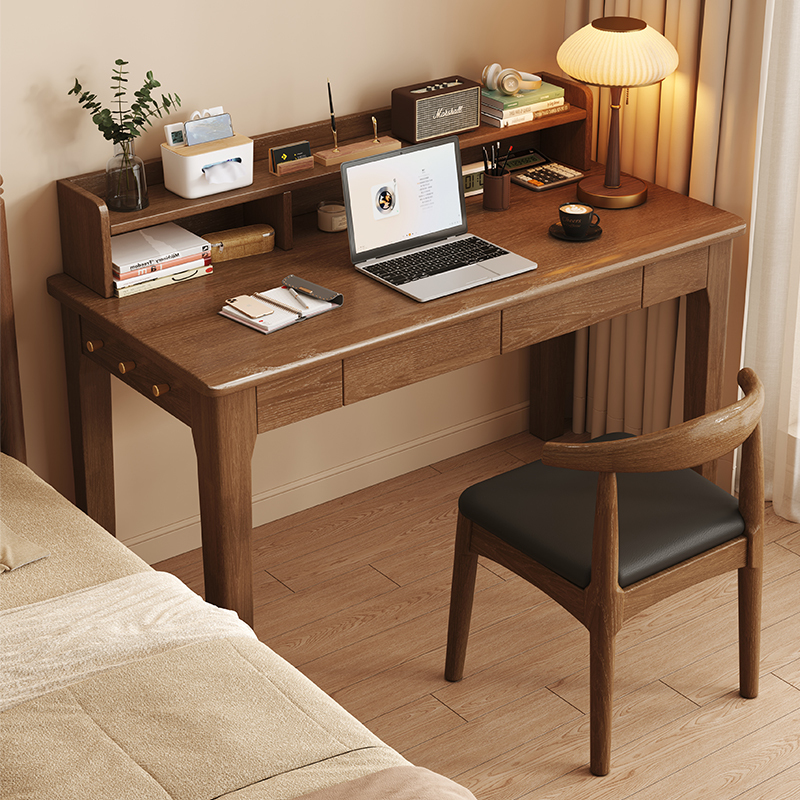 Bolixin Solid Wood Desk and Bookshelf Integrated Bedroom Study Table for Middle School Students Home Writing Desk Office Computer Desk