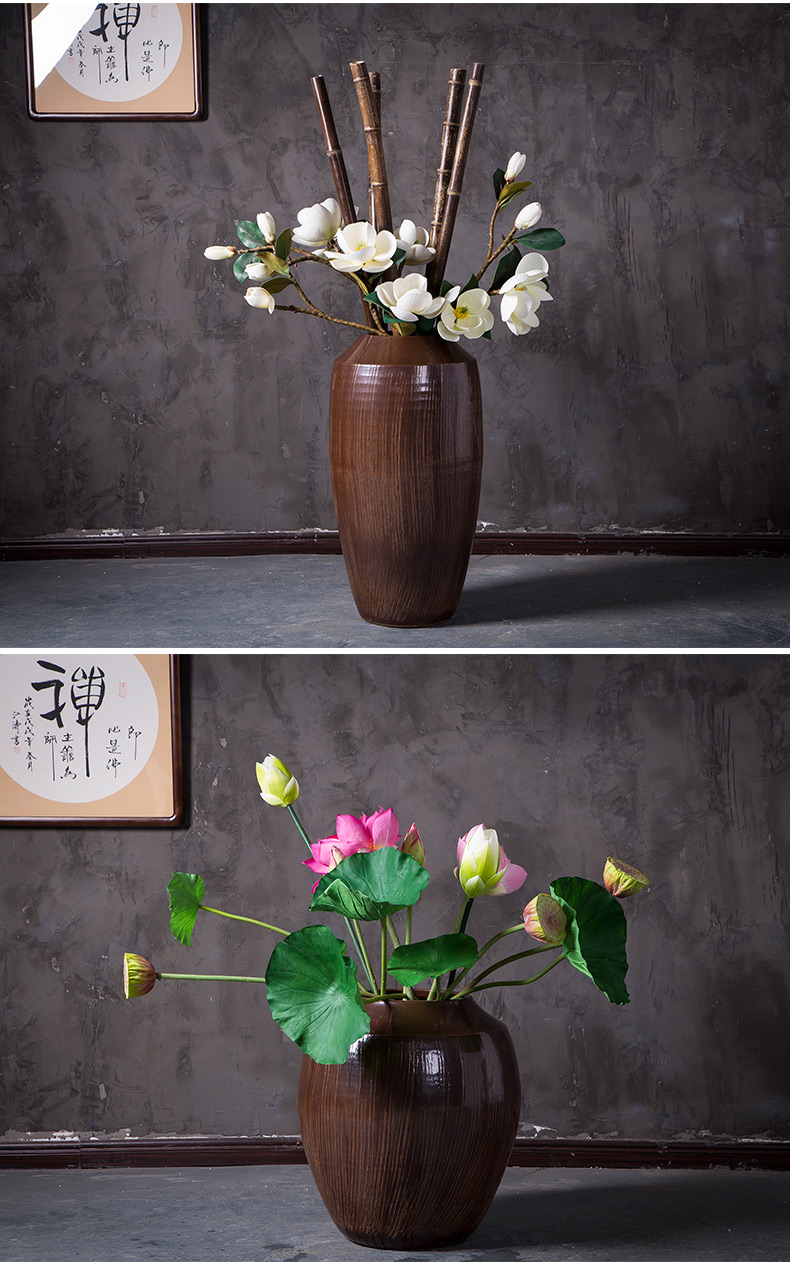 Jingdezhen ceramic vase of large sitting room porch garden villa, Chinese style restoring ancient ways is the dried flower POTS flowerpot