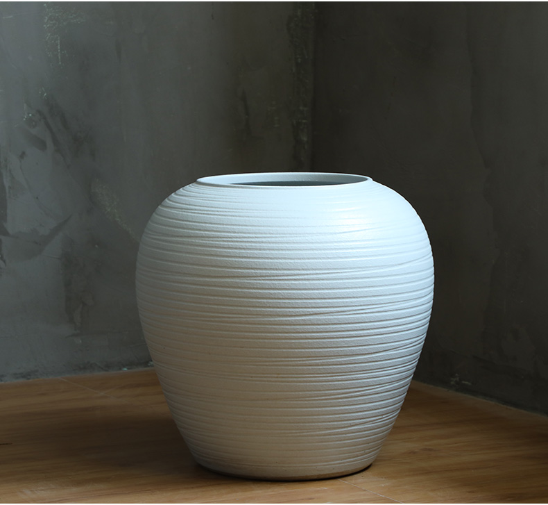 Jingdezhen ceramic large vases, flower arrangement sitting room place I and contracted white checking pottery landing big flower pot