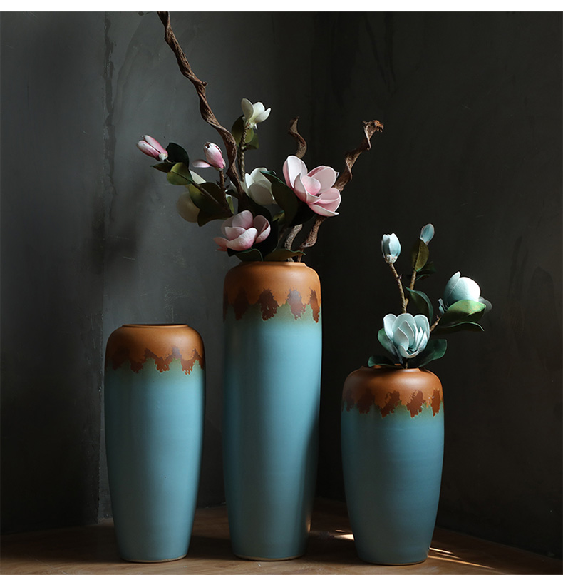 Contracted and I big blue European - style ceramics vase furnishing articles flower arrangement sitting room ground POTS hotel home decoration