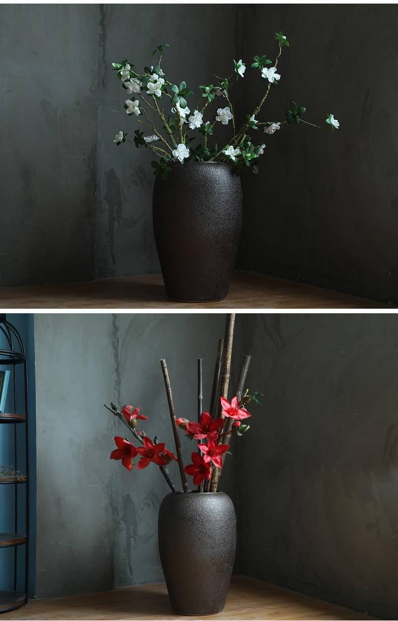 Contracted jingdezhen ceramic floor big vase Chinese flower arrangement sitting room place coarse pottery large suit the dried flower