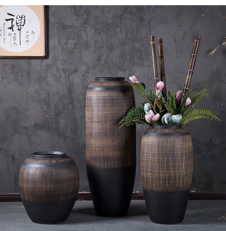 Jingdezhen ceramic vase of large sitting room porch garden villa, Chinese style restoring ancient ways is the dried flower POTS flowerpot