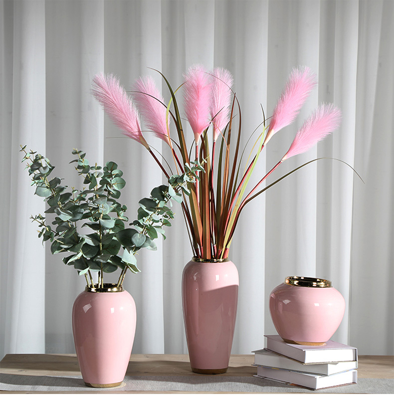 Nordic ins furnishing articles pink ceramic vase dandelion flower arrangement sitting room decoration is contracted and I household adornment