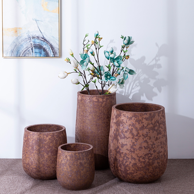 Green plant Nordic vase flowerpot I and contracted indoor plant decoration to restore ancient ways of large diameter cylinder clay ceramic hydroponics