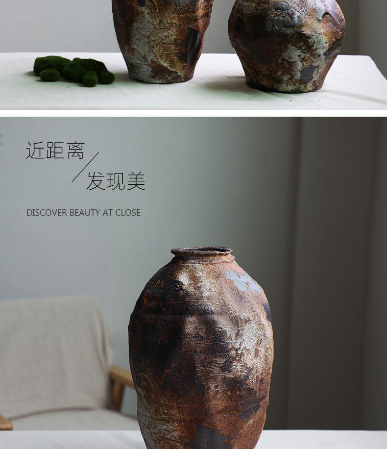 Coarse pottery retro vantage wabi-sabi penury, wind wind pottery flower art flower arranging flowers exchanger with the ceramics decoration vase furnishing articles