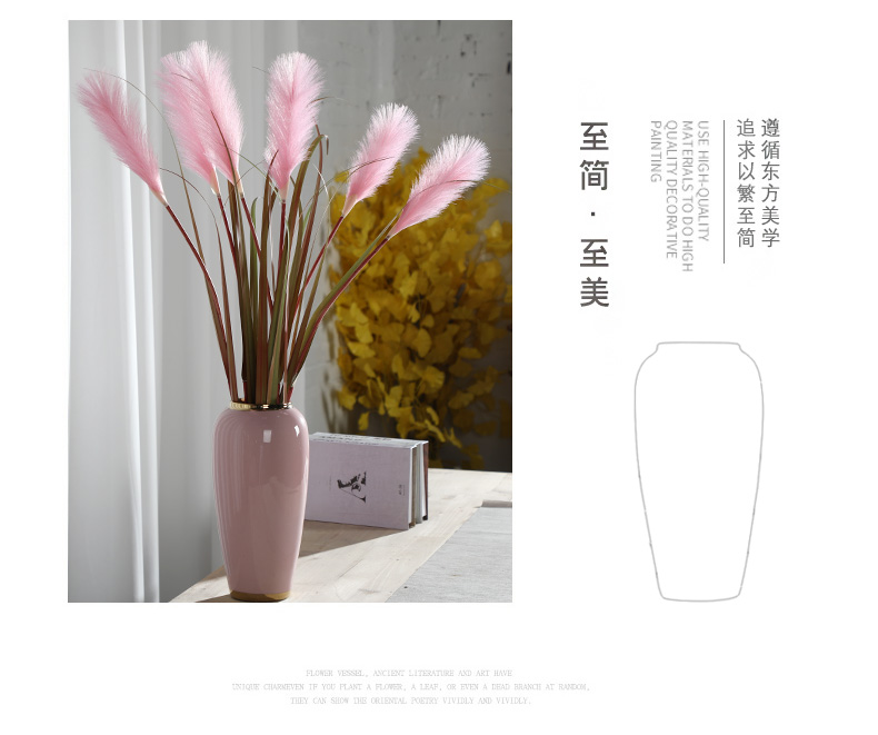 Nordic ins furnishing articles pink ceramic vase dandelion flower arrangement sitting room decoration is contracted and I household adornment