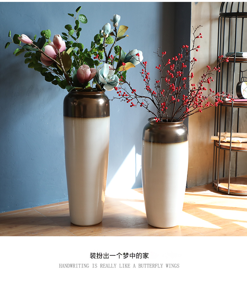 Jingdezhen ceramic vase landed stateroom dried flower vase light key-2 luxury furnishing articles Nordic white I and contracted decoration