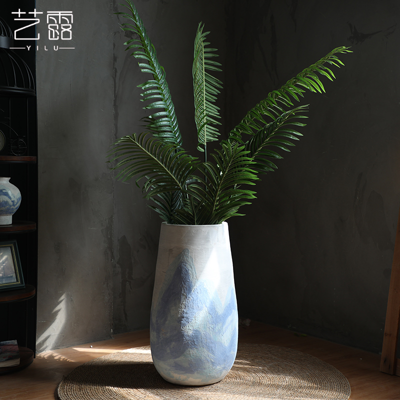 Jingdezhen ceramic Nordic green plant of large diameter flowerpot land contracted flowers villa hotel decoration flower arranging furnishing articles