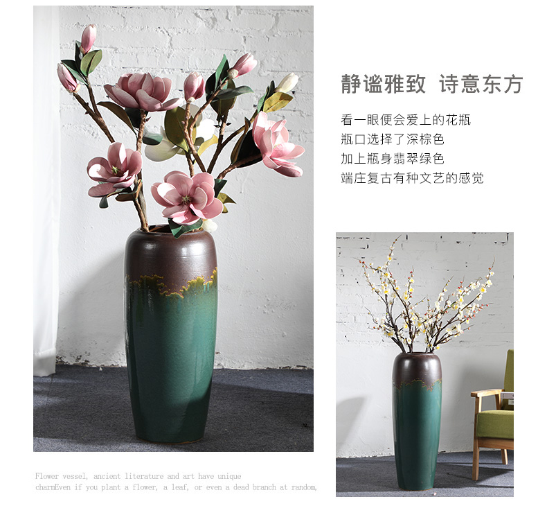 Modern ground vase variable glaze color restoring ancient ways furnishing articles flower arranging villa wine sitting room adornment ceramics green and black