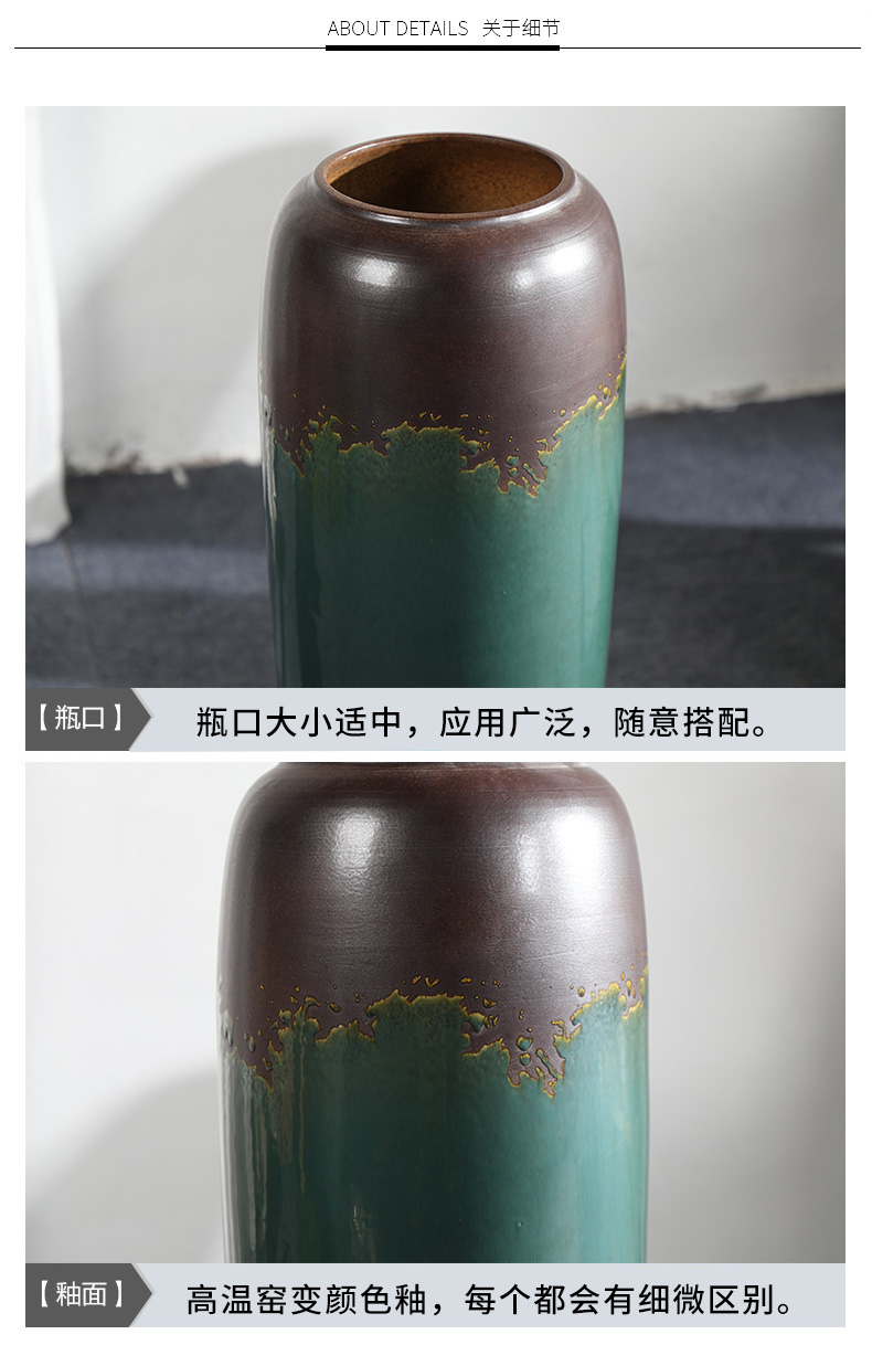 Modern ground vase variable glaze color restoring ancient ways furnishing articles flower arranging villa wine sitting room adornment ceramics green and black