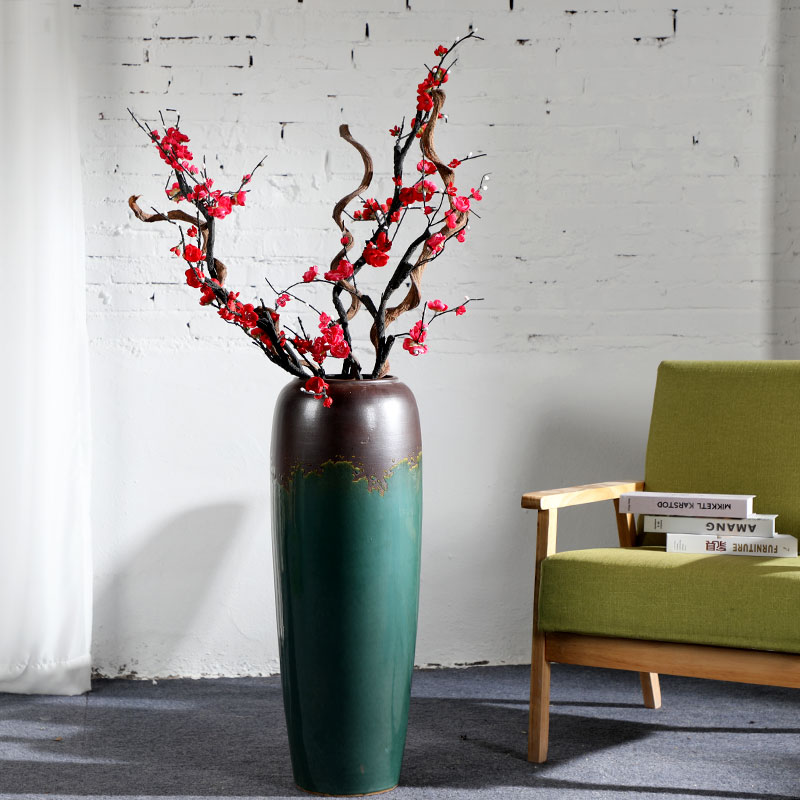 Modern ground vase variable glaze color restoring ancient ways furnishing articles flower arranging villa wine sitting room adornment ceramics green and black