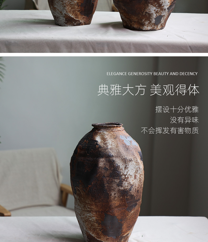 Coarse pottery retro vantage wabi-sabi penury, wind wind pottery flower art flower arranging flowers exchanger with the ceramics decoration vase furnishing articles