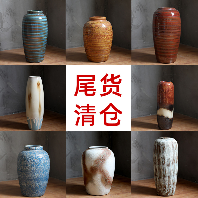 Clearance tail cargo handling of jingdezhen ceramic dry flower water raise floor vase retro flower arrangement sitting room place flowerpot