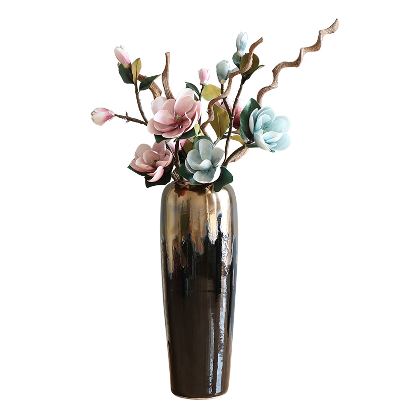 Modern light American European - style key-2 luxury ground dry flower vases, flower arrangement sitting room place landscape decorative porcelain vase