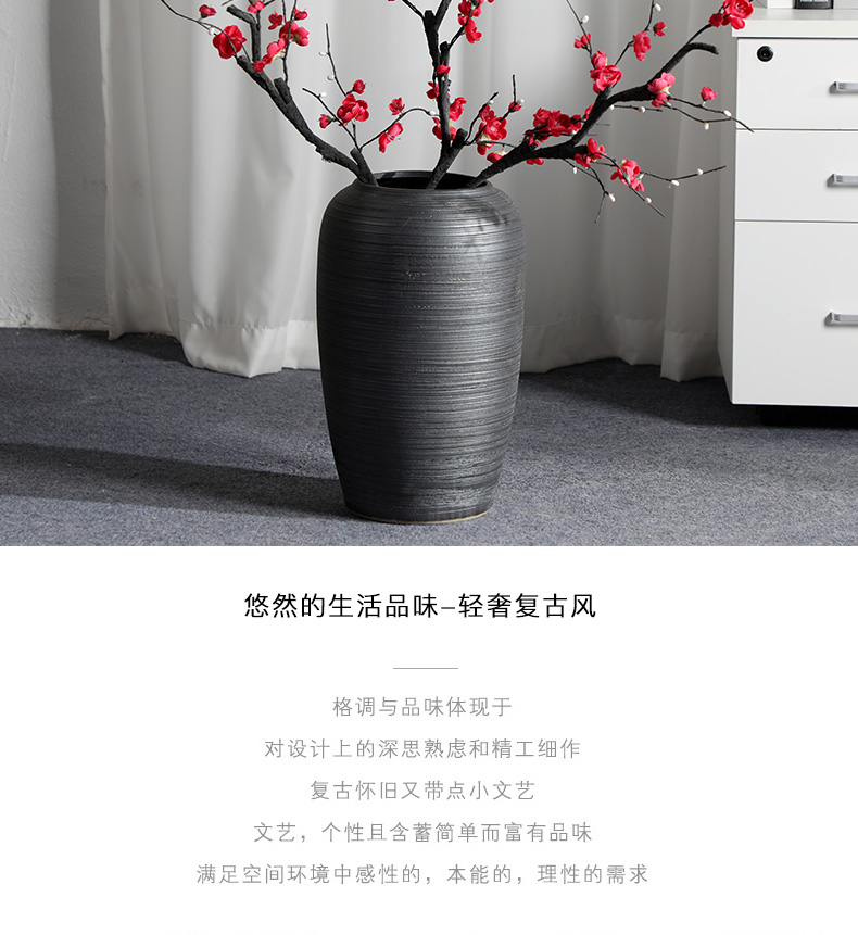 Jingdezhen ceramic vase landing Nordic I and contracted, dried flowers, flower arrangement sitting room adornment is placed to restore ancient ways pottery basin