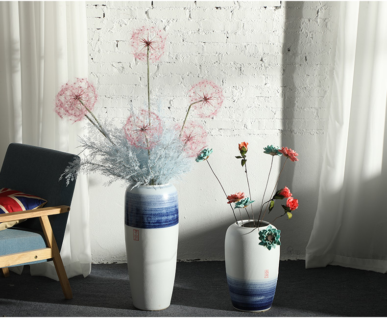 New Chinese style floor vases, flower arranging, the sitting room porch household adornment of jingdezhen ceramic dried flowers large floral furnishing articles