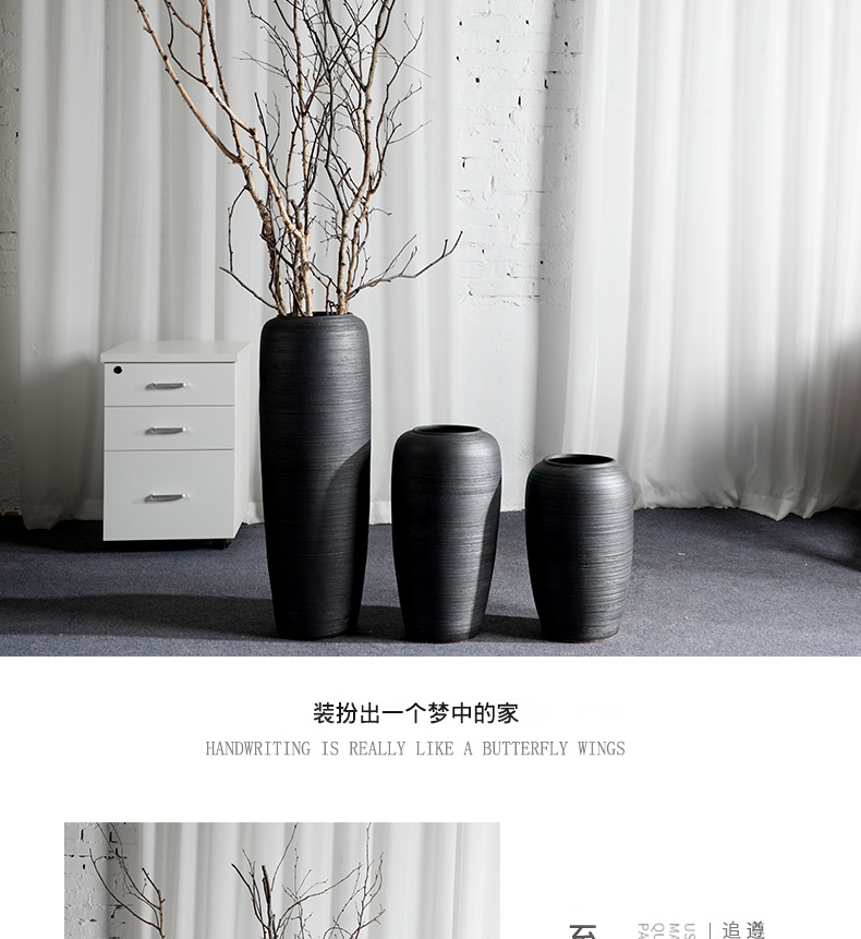 Jingdezhen ceramic vase landing Nordic I and contracted, dried flowers, flower arrangement sitting room adornment is placed to restore ancient ways pottery basin