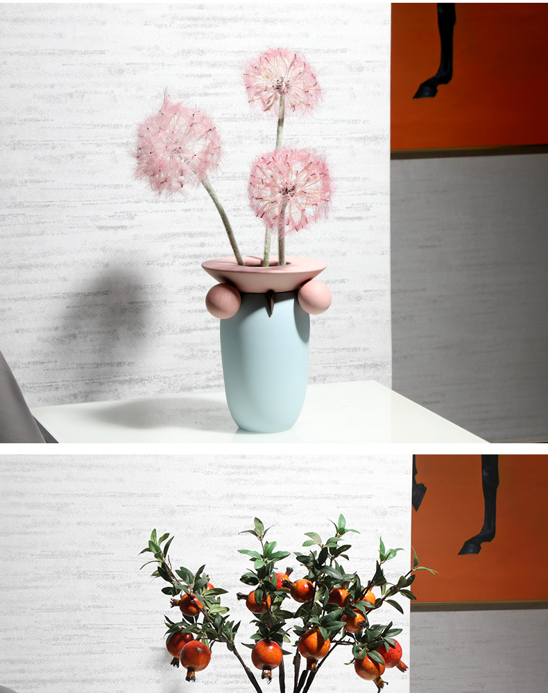 The owl flower implement morandi Scandinavian minimalist geometric color ceramic vase household ins between example soft furnishing articles