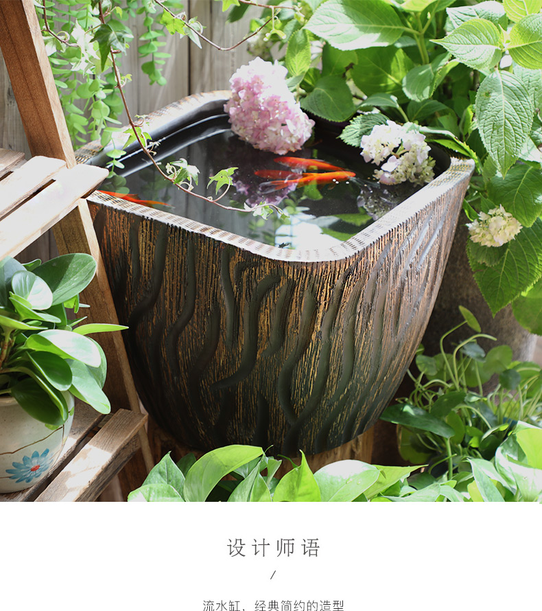 Jingdezhen stoneware big fish tank water lily bowl lotus cylinder cylinder tank tortoise goldfish bowl lotus basin water furnishing articles
