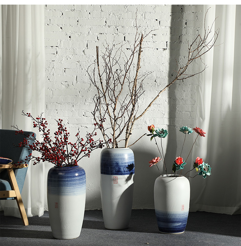 New Chinese style floor vases, flower arranging, the sitting room porch household adornment of jingdezhen ceramic dried flowers large floral furnishing articles