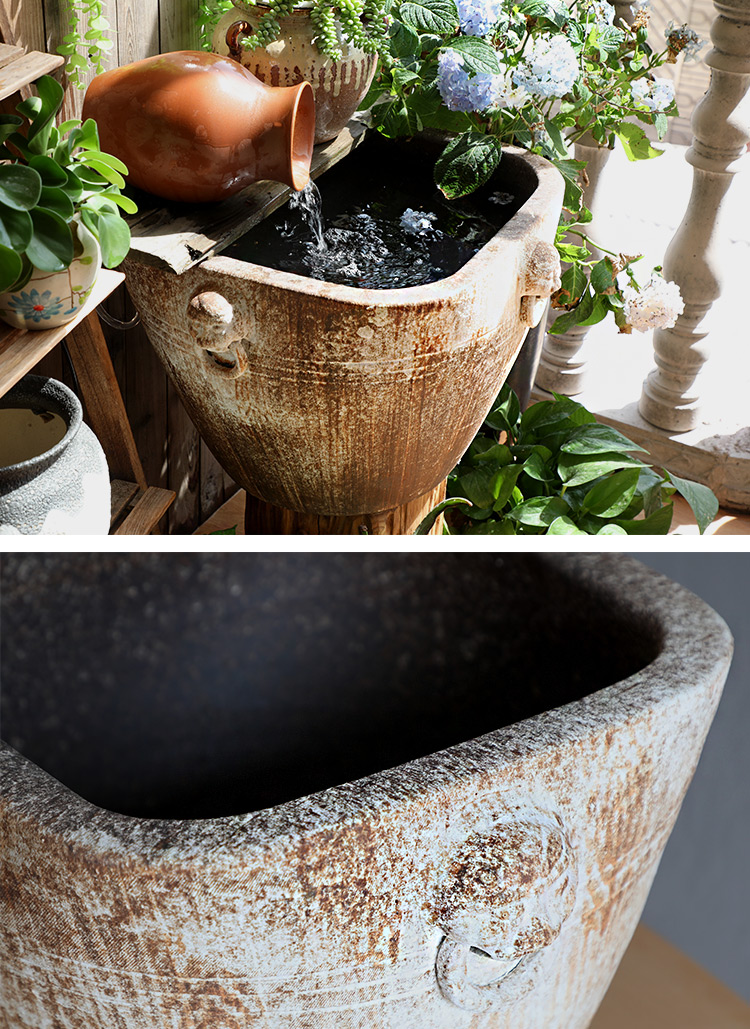 Restore ancient ways of archaize ceramic VAT coarse pottery hand round the altar square tank big flowerpot tank floor furnishing articles courtyard garden