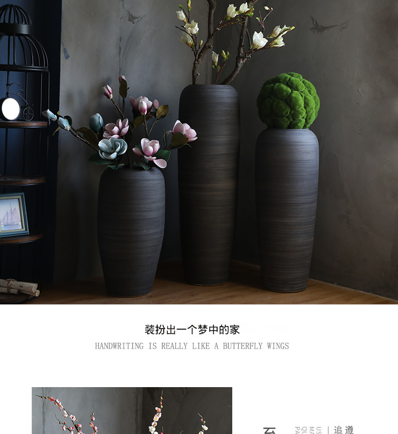 Chinese style restoring ancient ways of large vases, ceramic furnishing articles pottery sitting room hotel decoration flower arranging dried flowers thick ceramic bottle