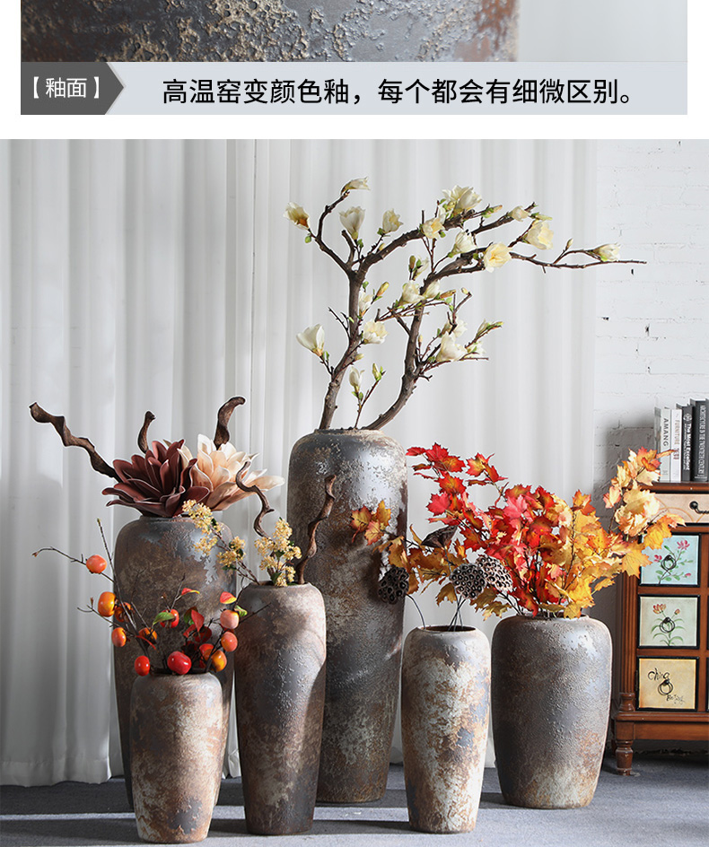 Super - large jingdezhen ground vase Chinese style restoring ancient ways is plugged into the dried coarse pottery sitting room hotel villa do old ceramic furnishing articles