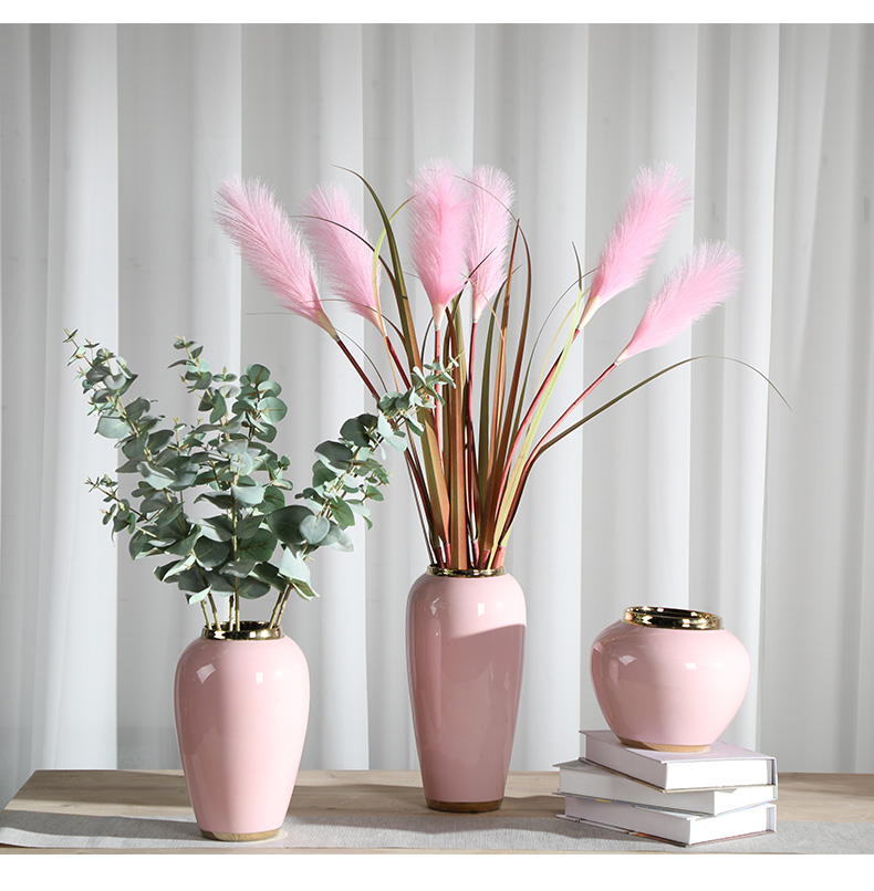 Nordic ins furnishing articles pink ceramic vase dandelion flower arrangement sitting room decoration is contracted and I household adornment