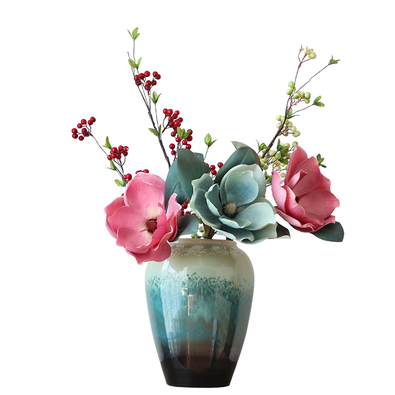 Modern American Mediterranean wind mesa of jingdezhen ceramic color glaze vase indoor home furnishing articles sitting room adornment