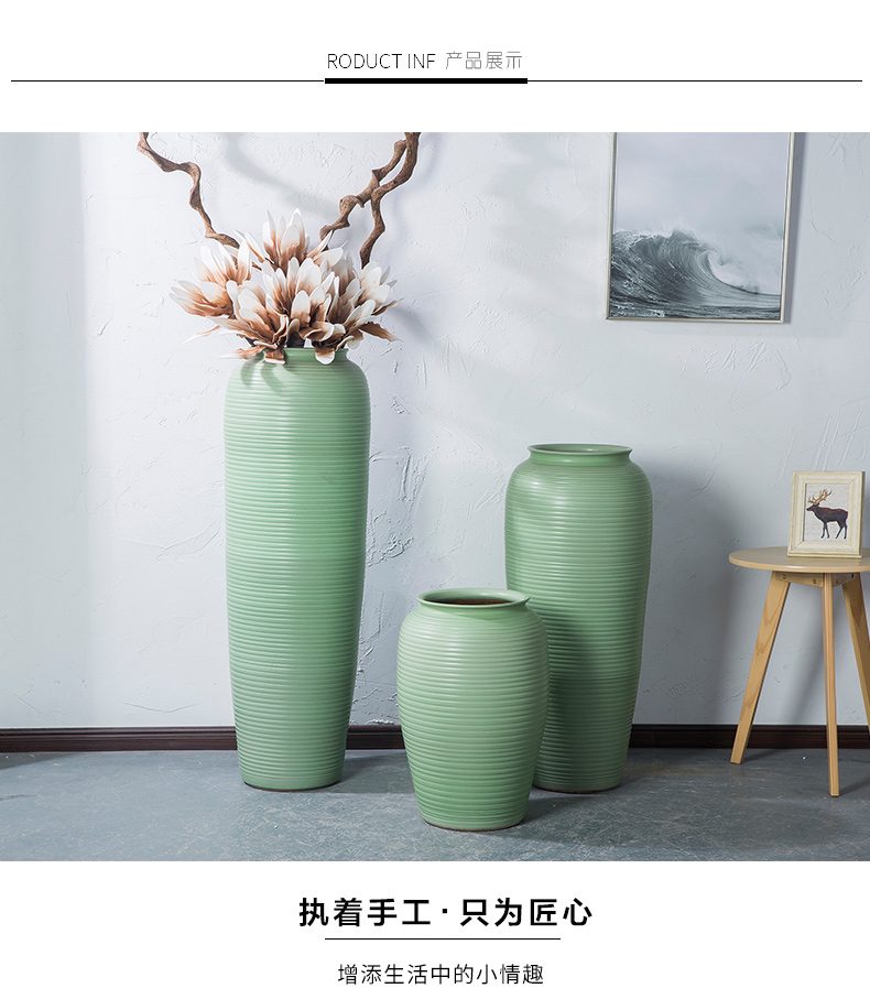 Jingdezhen I and contracted ceramic vase landing big sitting room dry flower arranging flowers is placed on the Nordic and fresh your up green