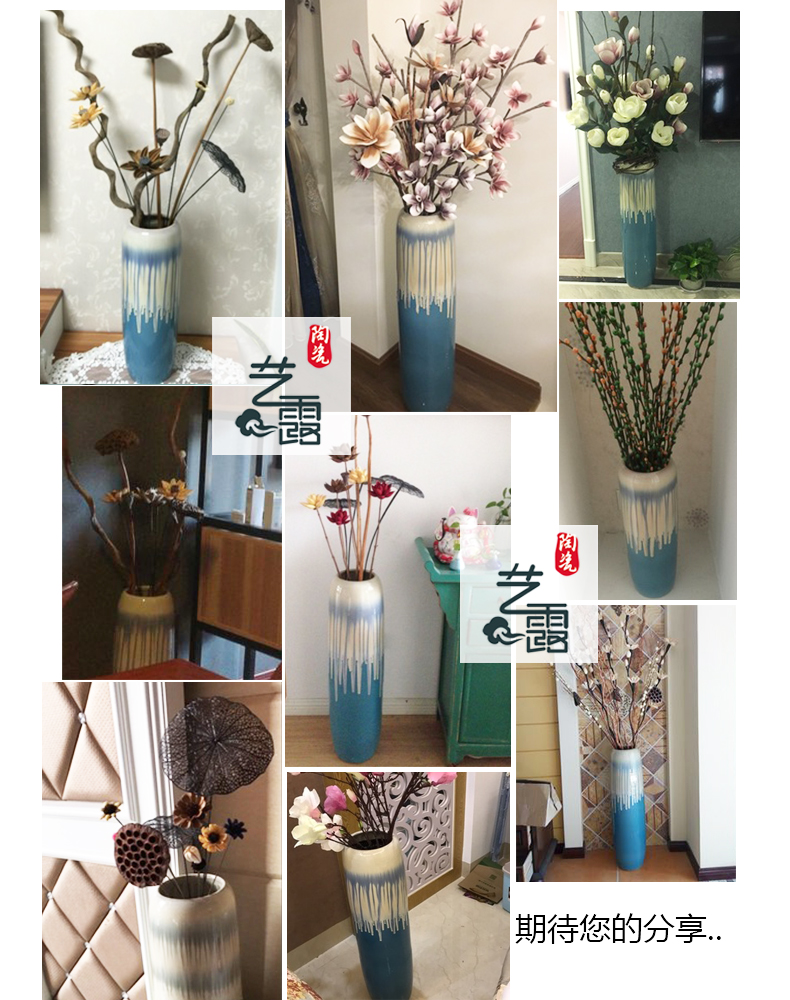 Modern American European Mediterranean style ceramic color glaze floor vases, home furnishing articles sitting room adornment