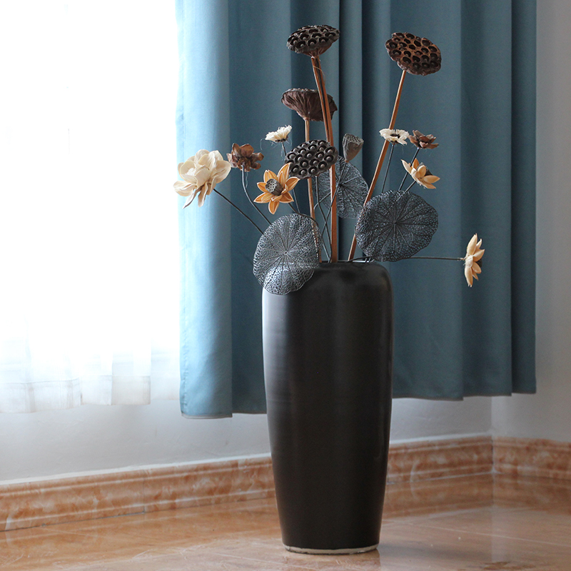 Nordic contracted and I American home hotel adornment, black white ceramic floor vase furnishing articles