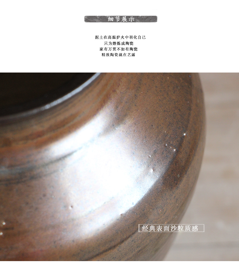 The Metal glaze coarse pottery dried flower vase restoring ancient ways of jingdezhen ceramic sitting room place in modern Chinese Japanese flower arrangement