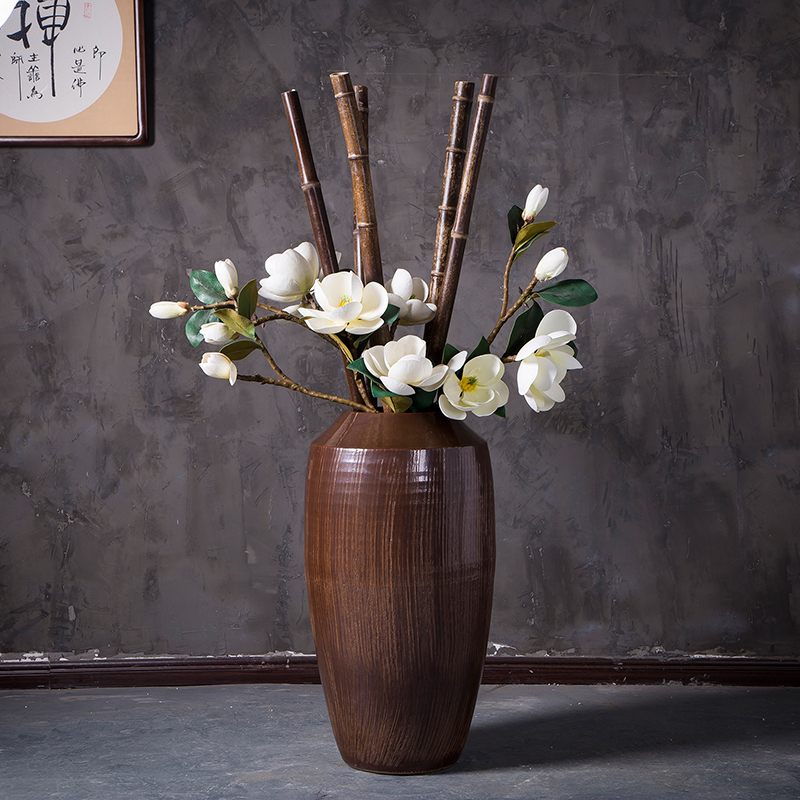 Jingdezhen ceramic vase of large sitting room porch garden villa, Chinese style restoring ancient ways is the dried flower POTS flowerpot