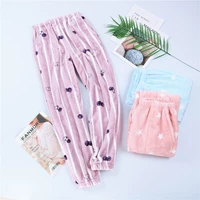 Mùa thu và mùa đông san hô nhung đồ ngủ phụ nữ giản dị lỏng quần flannel nhà quần dễ thương dày ấm thoáng khí quần quần tất nam