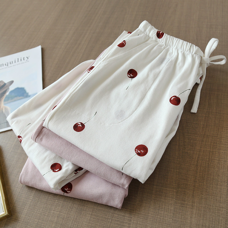 Sweet Beauty Pure Cotton Sleeping Pants Women Long Pants All Cotton Home Pants Spring Autumn Loose Home Pants Casual Youth Winter Thin